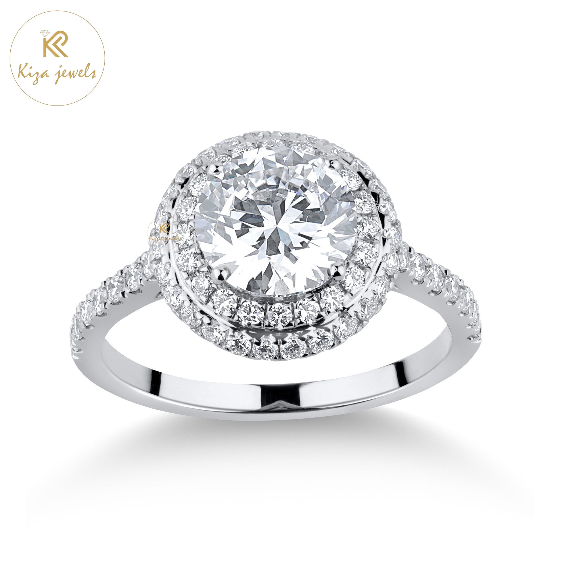 2.036 TDW Round Cut Women's Halo Diamond Ring