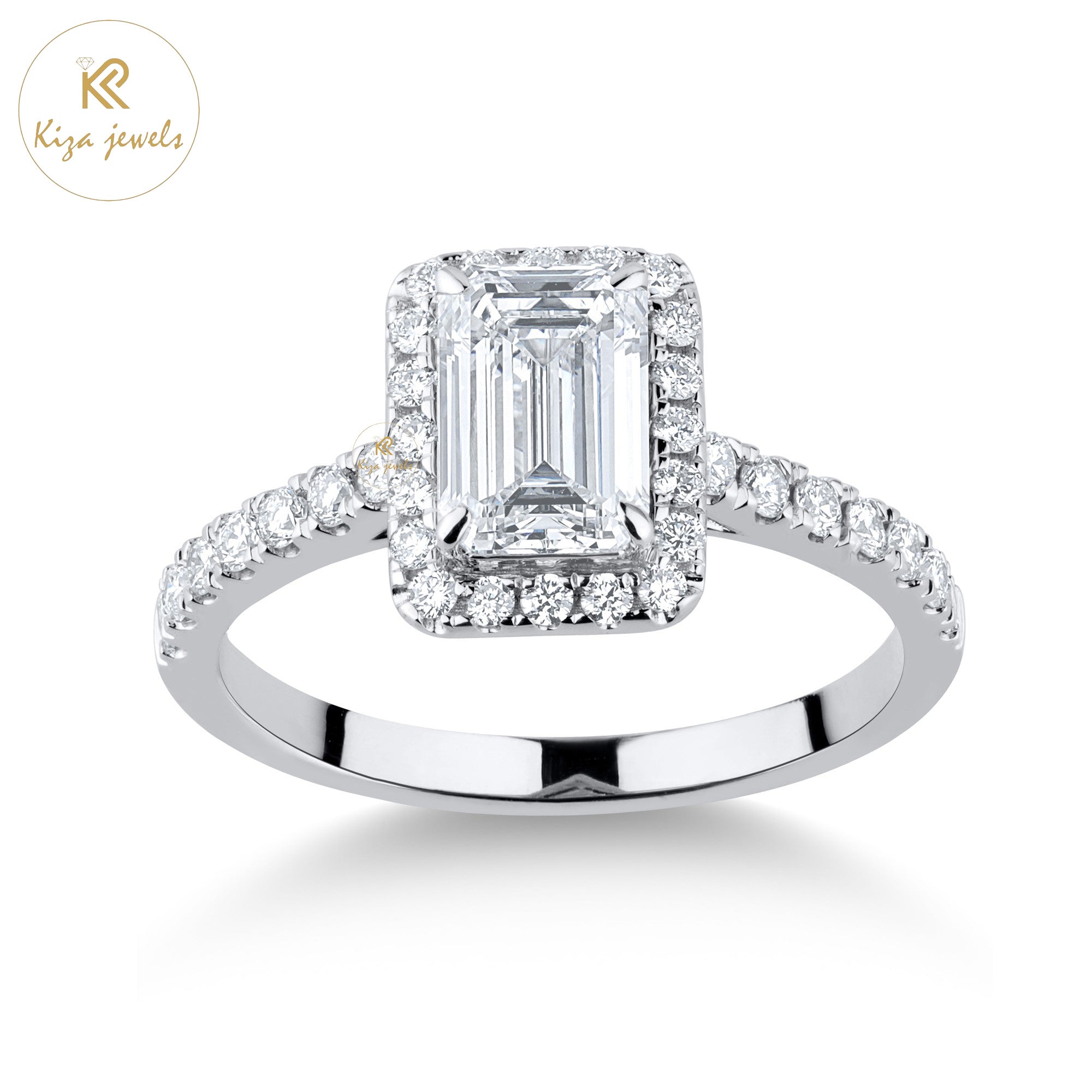 1.83 TDW Round & Emerald Cut Women's Halo Diamond Ring