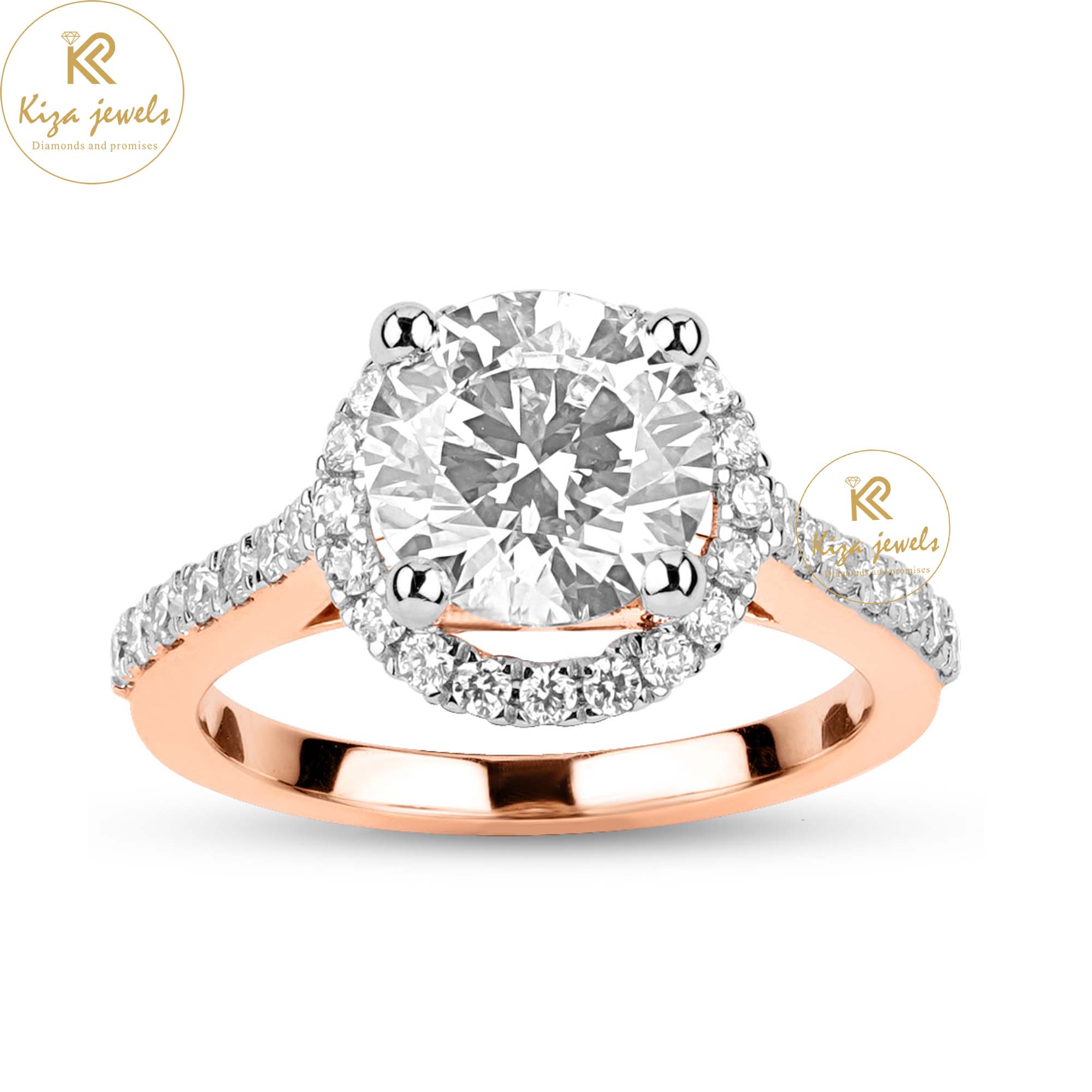 2.71 TDW Round Cut Women's Halo Diamond Ring