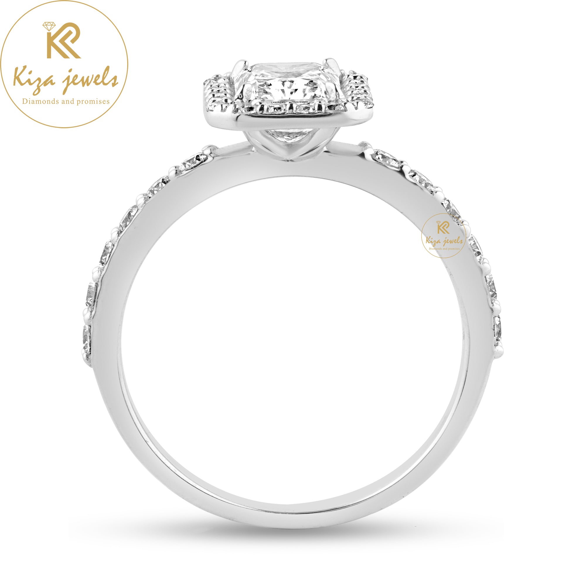 2.01 TDW Radiant & Round Cut Diamond Halo Ring