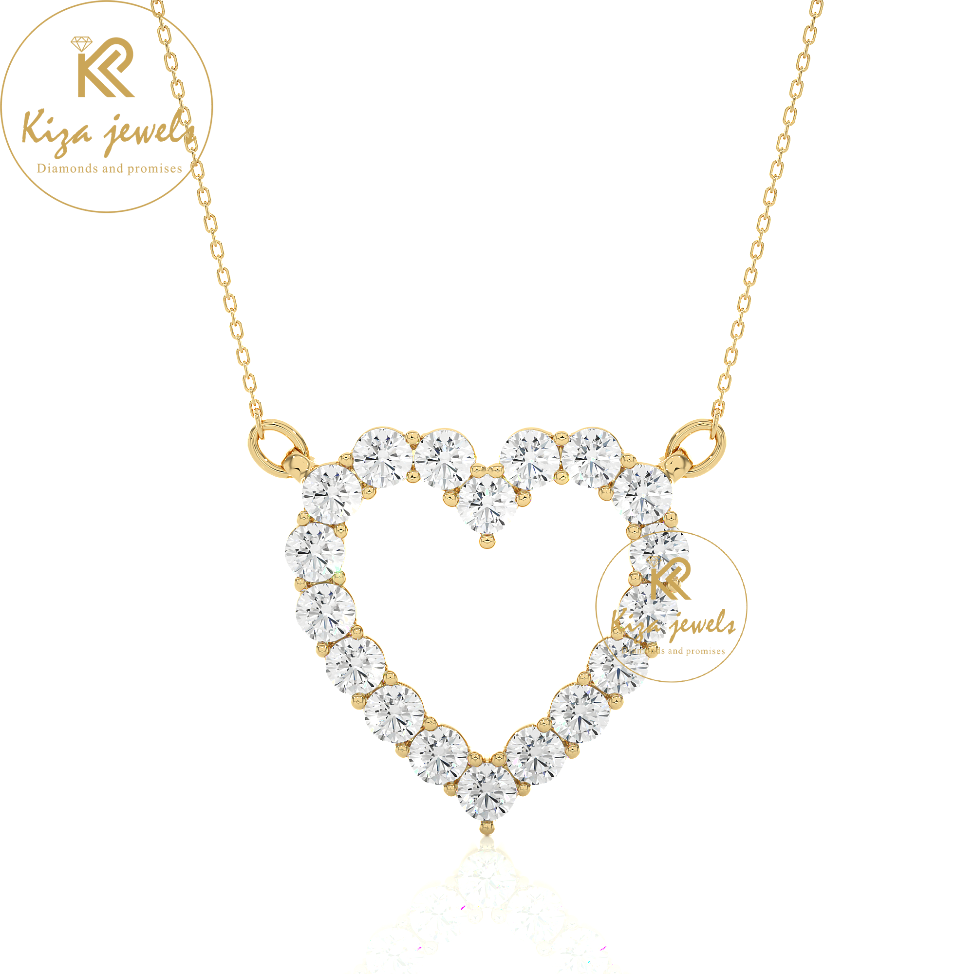 0.46 TDW Round Cut Diamond Heart Pendant With Chain