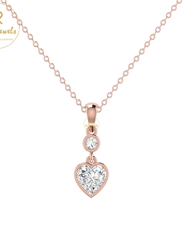 0.85 TDW Round & Heart Cut Diamond Custom Pendant with Chain