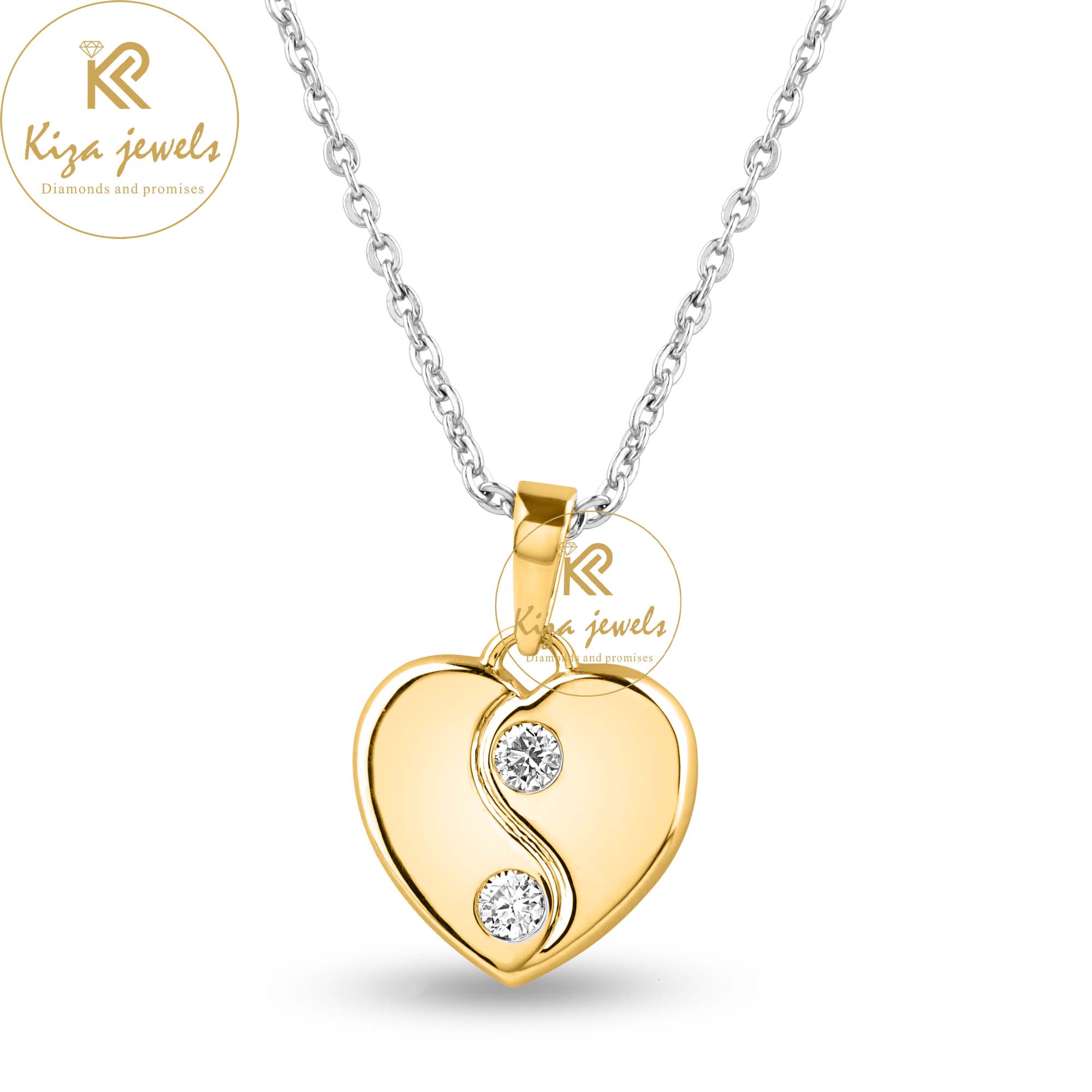 0.10 TDW Round Cut Diamond Heart Pendant With Chain