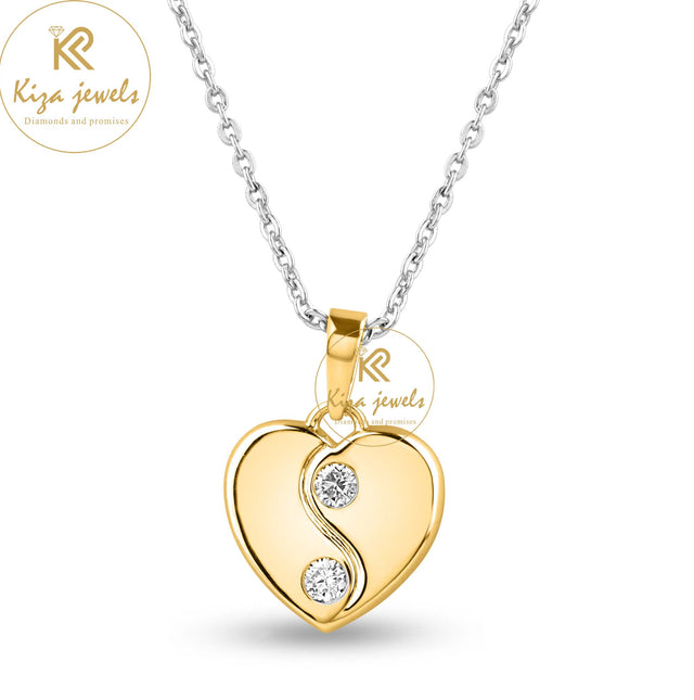 0.10 TDW Round Cut Diamond Heart Pendant With Chain