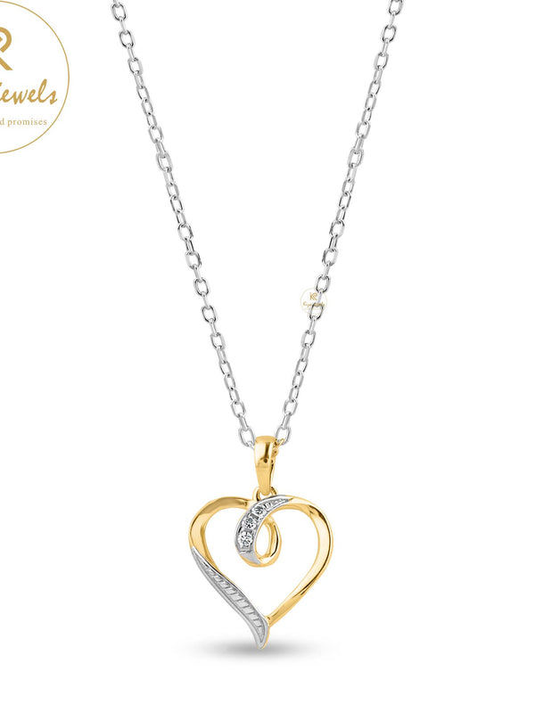 0.03 TDW Round Cut Diamond Heart Pendant With Chain