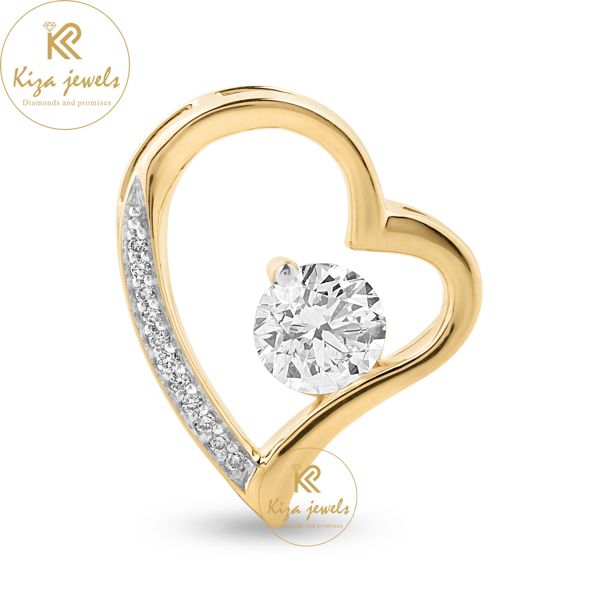 1.055 TDW Round Cut Diamond Heart Pendant