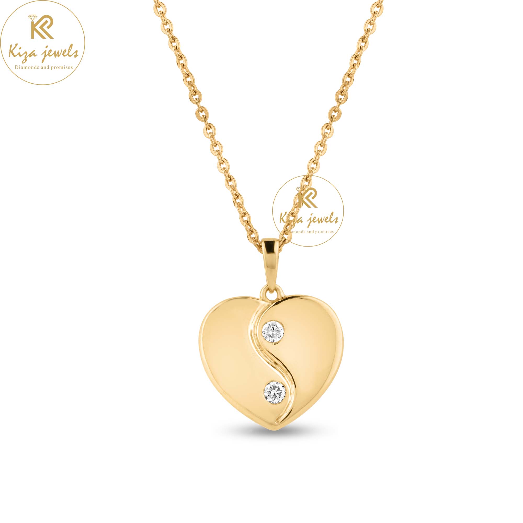 0.09 TDW Round Cut Diamond Heart Pendant With Chain