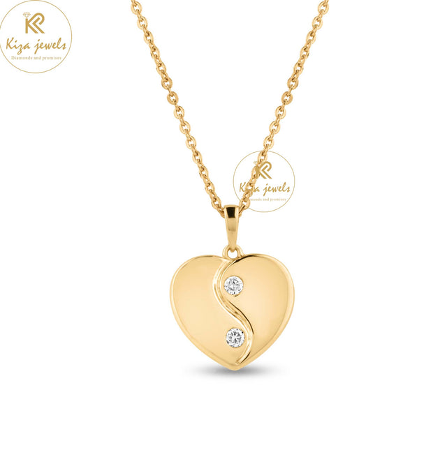 0.09 TDW Round Cut Diamond Heart Pendant With Chain