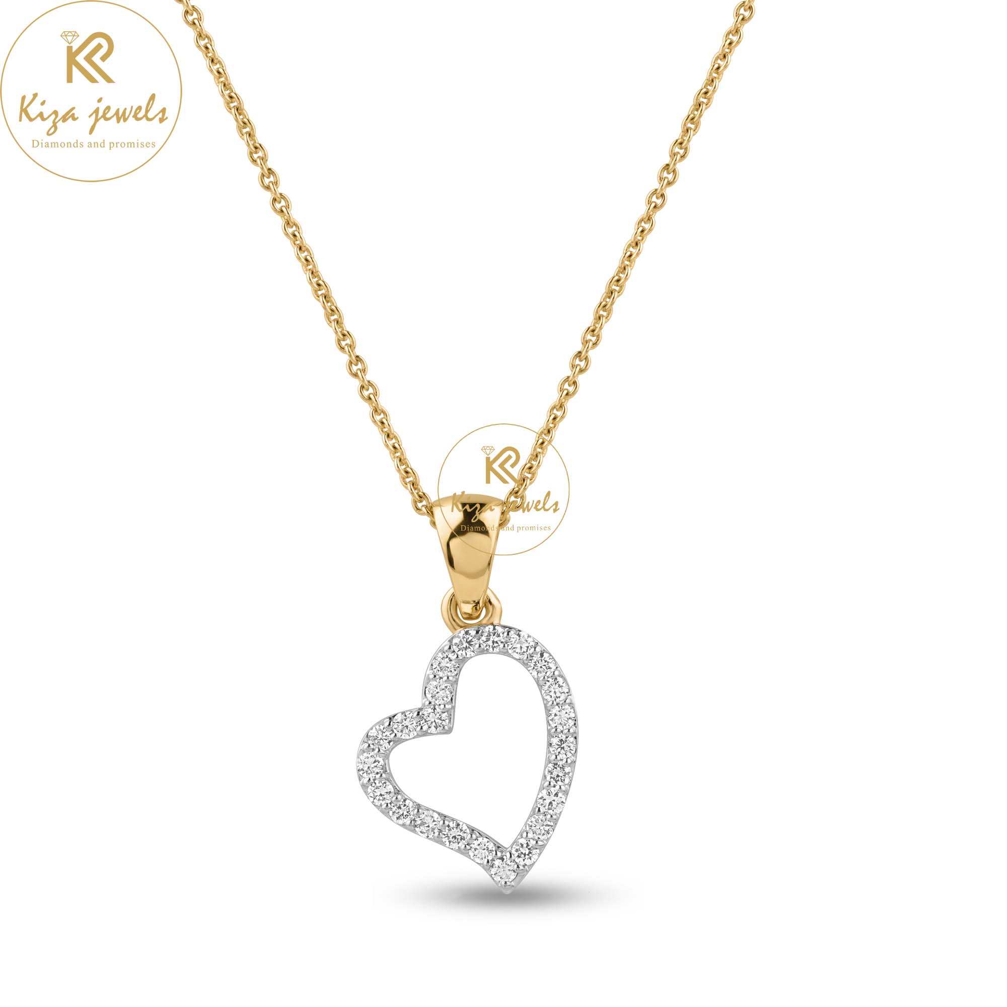 0.21 TDW Round Brilliant Cut Diamond Heart Pendant With Chain