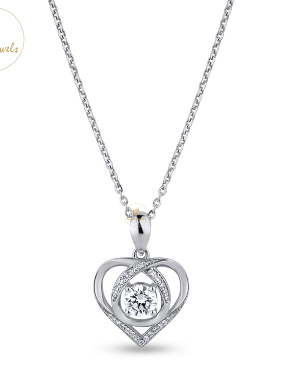 0.919 TDW Roud Cut Diamond Heart Pendant With Chain