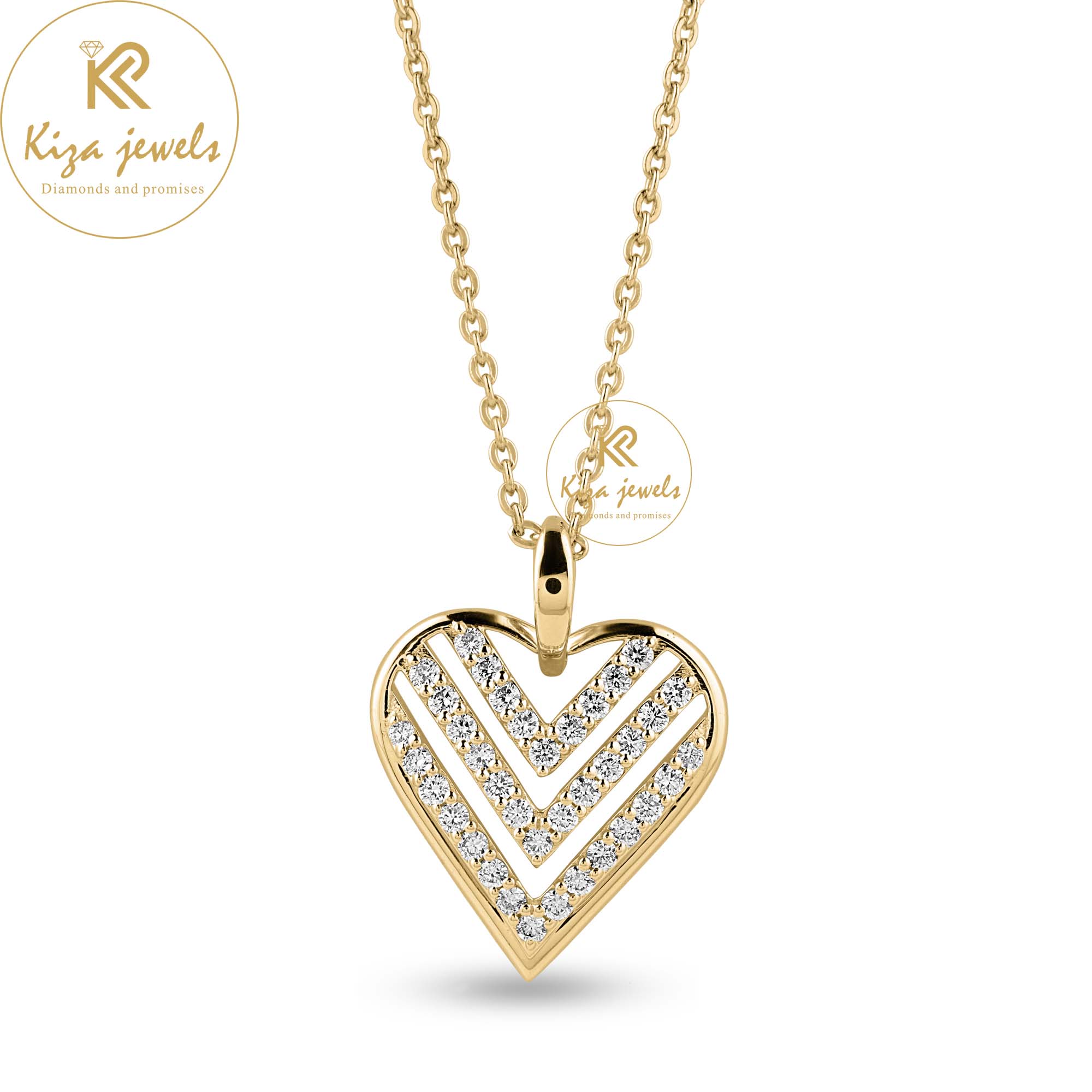 0.364 TDW Round Brilliant Cut Diamond Heart Pendant With Chain