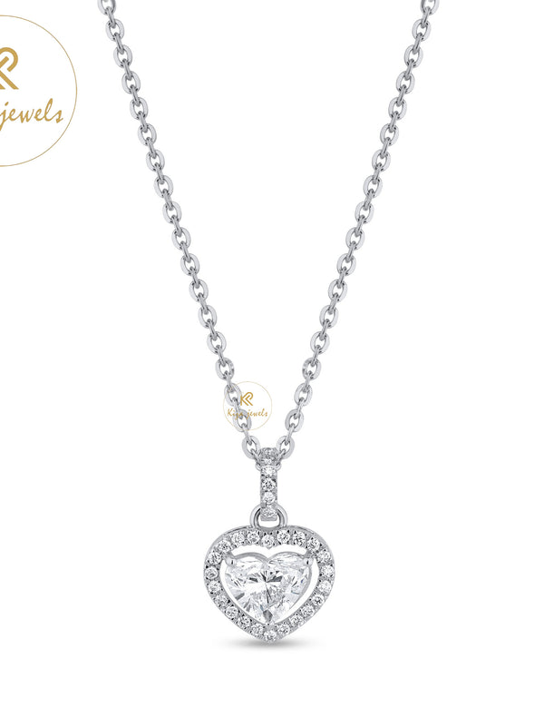 0.88 TDW Heart & Round Cut Diamond Heart Pendant With Chain