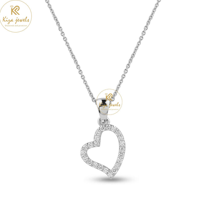 0.21 TDW Round Brilliant Cut Diamond Heart Pendant With Chain