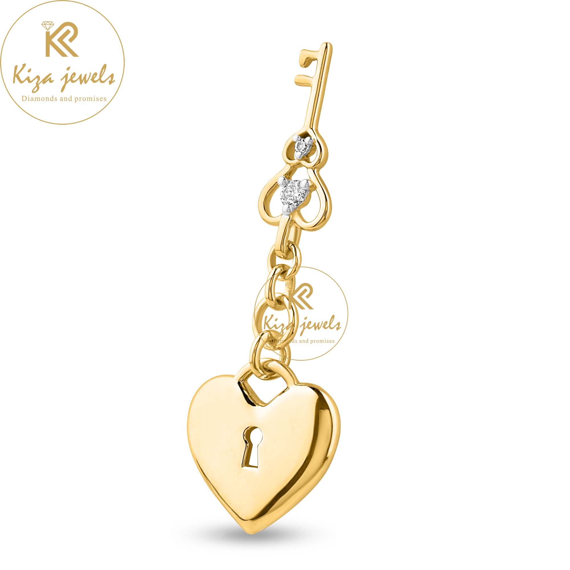 0.06 TDW Round Cut Heart & Key Diamond Heart Pendant