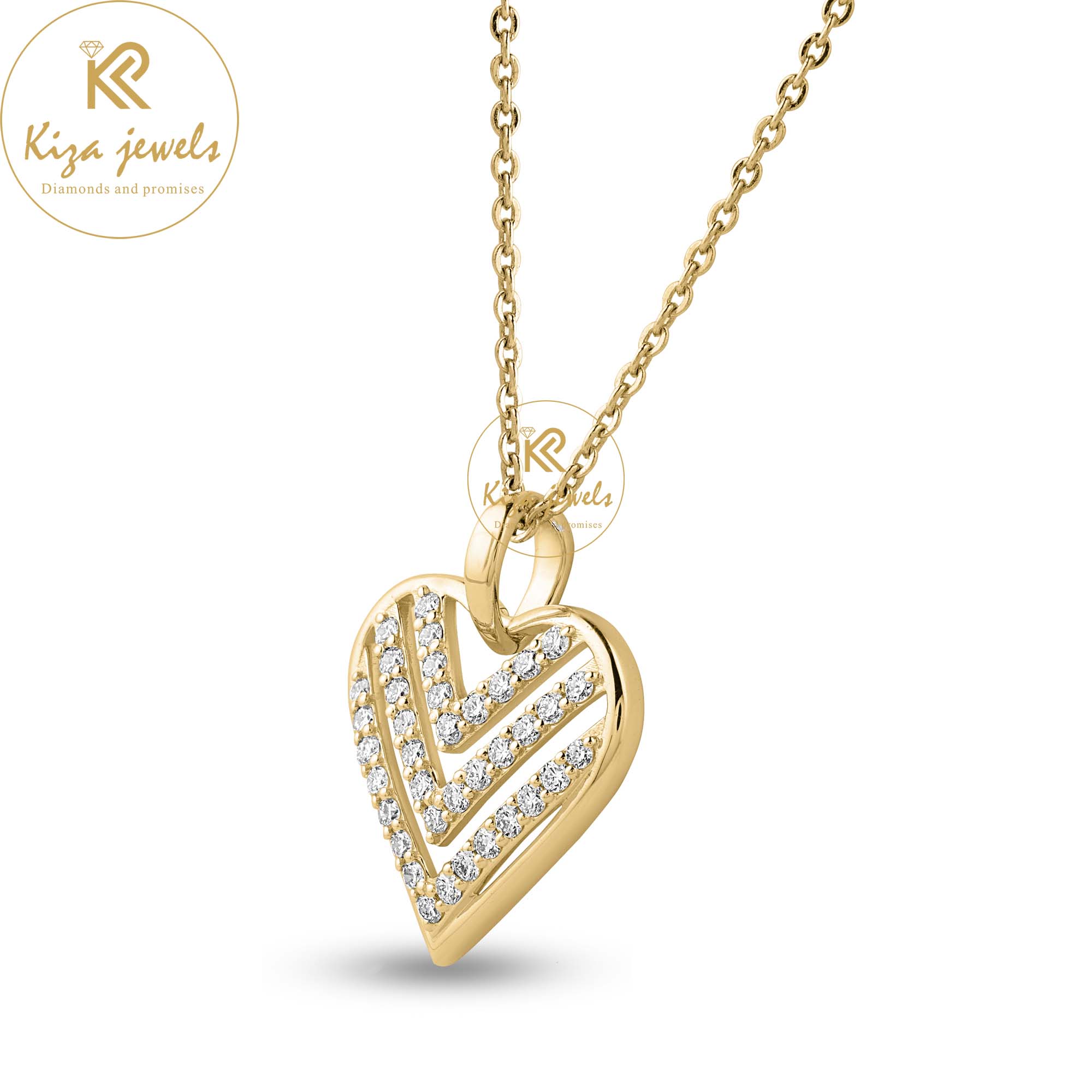 0.364 TDW Round Brilliant Cut Diamond Heart Pendant With Chain