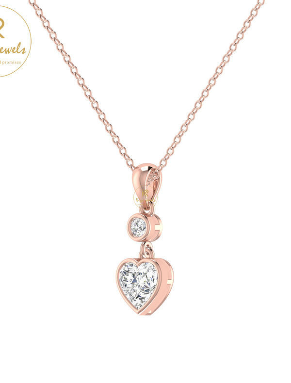 0.85 TDW Round & Heart Cut Diamond Custom Pendant with Chain