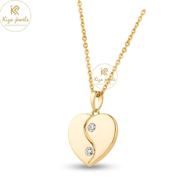 0.09 TDW Round Cut Diamond Heart Pendant With Chain