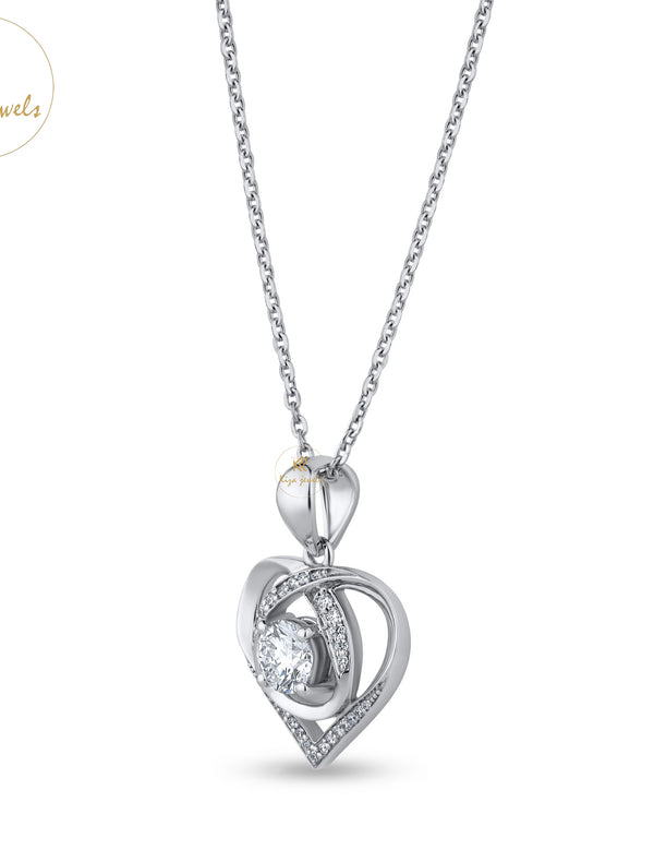 0.919 TDW Roud Cut Diamond Heart Pendant With Chain