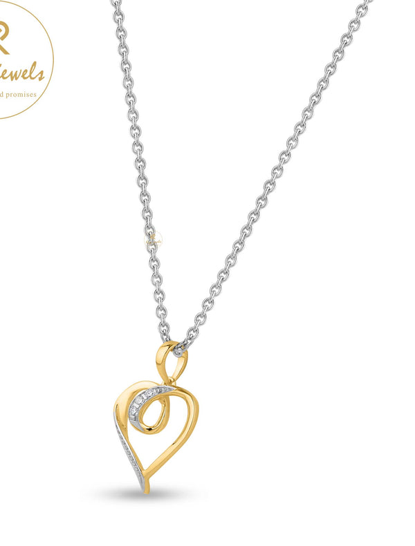 0.03 TDW Round Cut Diamond Heart Pendant With Chain