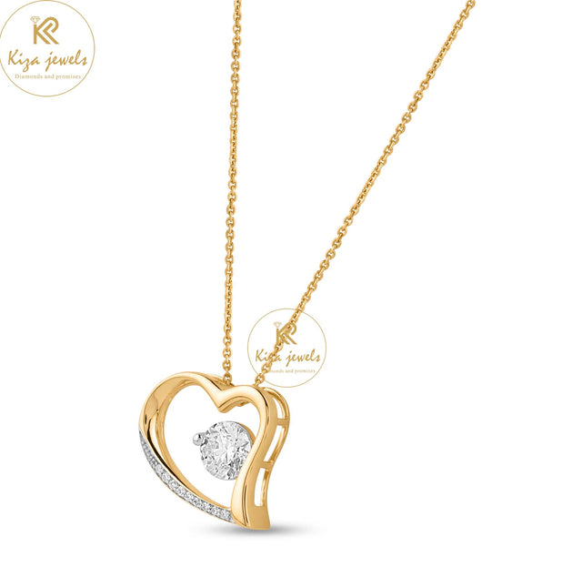 1.08 TDW Round Cut Diamond Heart Pendant With Chain