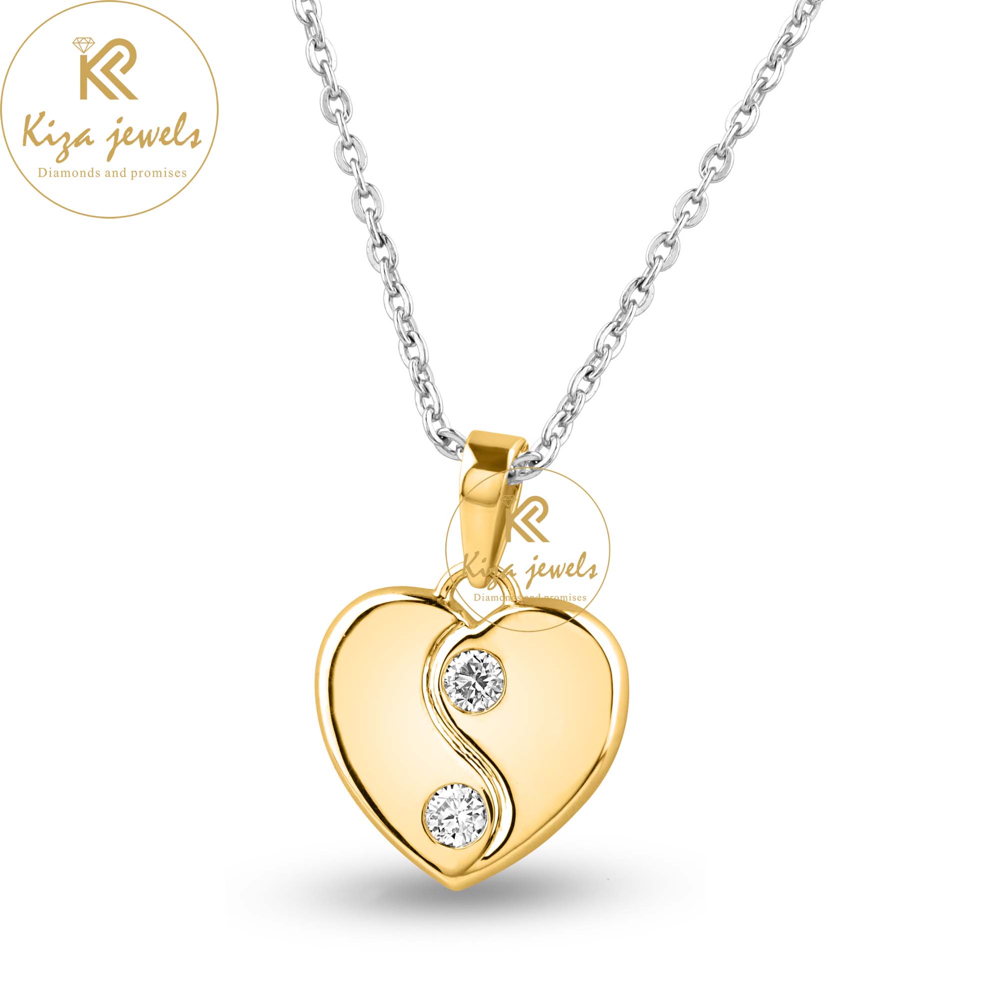 0.10 TDW Round Cut Diamond Heart Pendant With Chain