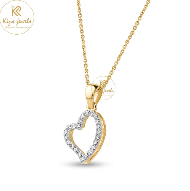 0.21 TDW Round Brilliant Cut Diamond Heart Pendant With Chain