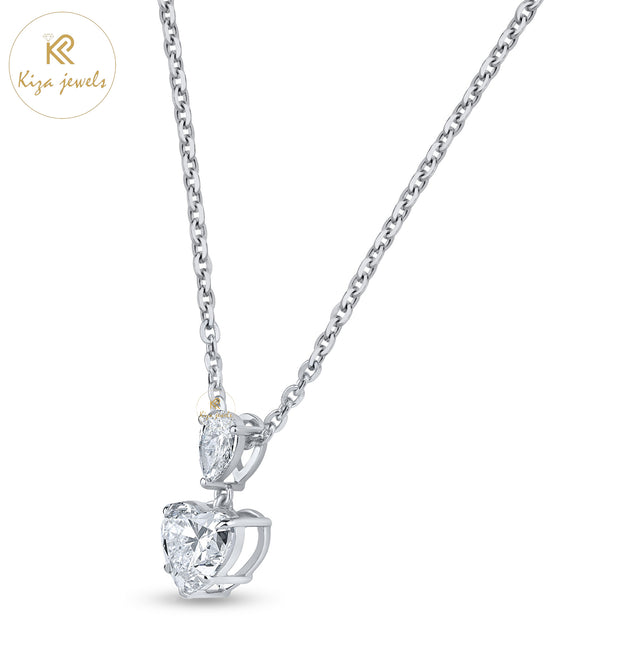 1.41 TDW Heart & Pear Cut Diamond Custom Pendant With Chain