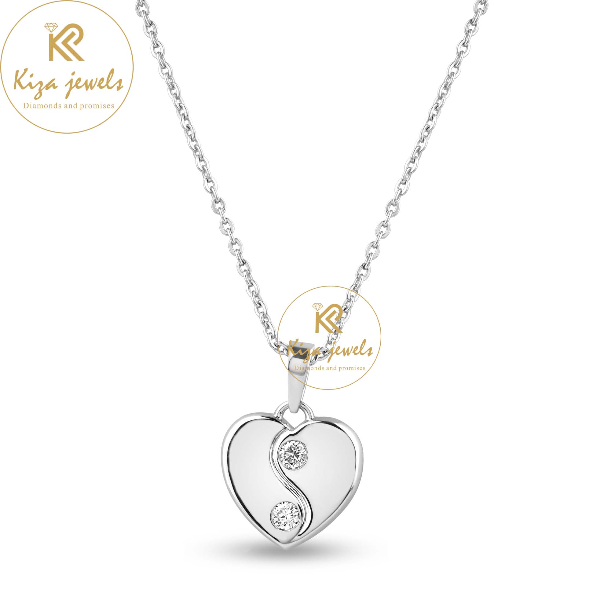 0.10 TDW Round Cut Diamond Heart Pendant With Chain