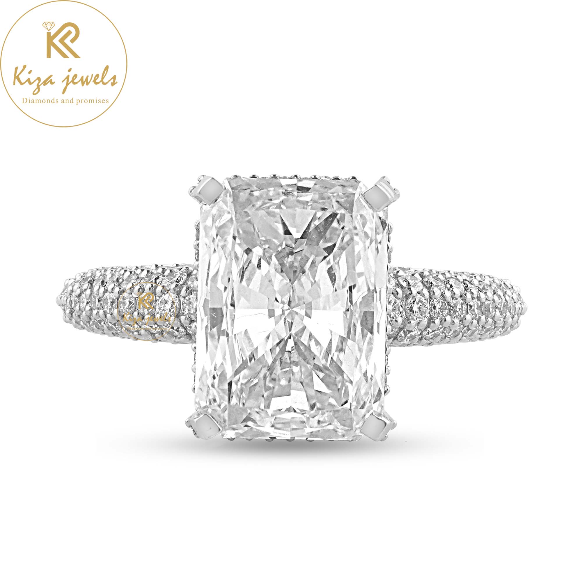 6.21 TDW Radiant & Round Cut Women's Diamond Halo ring