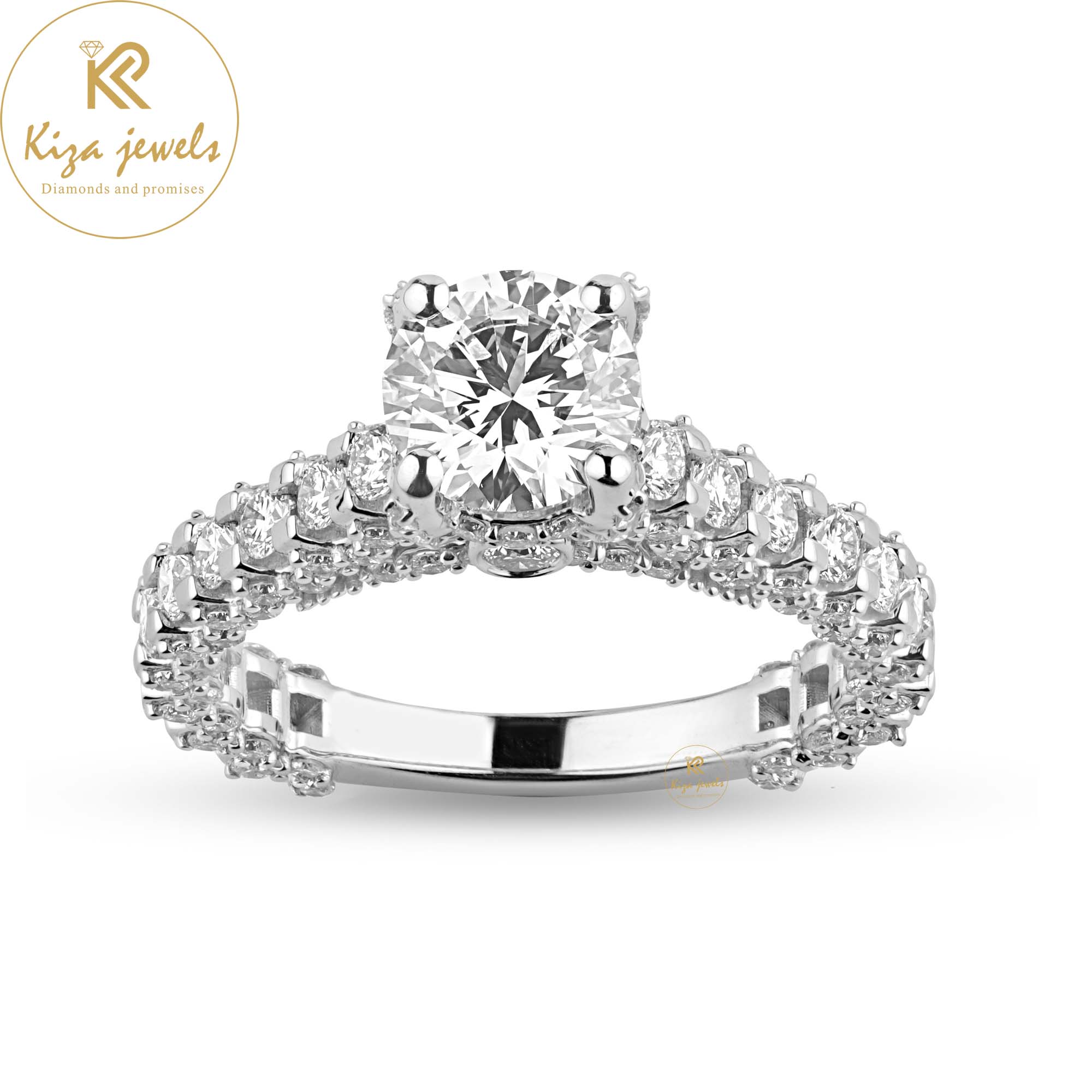 2.35 TDW Round Cut Women's Hidden Halo Diamond Ring