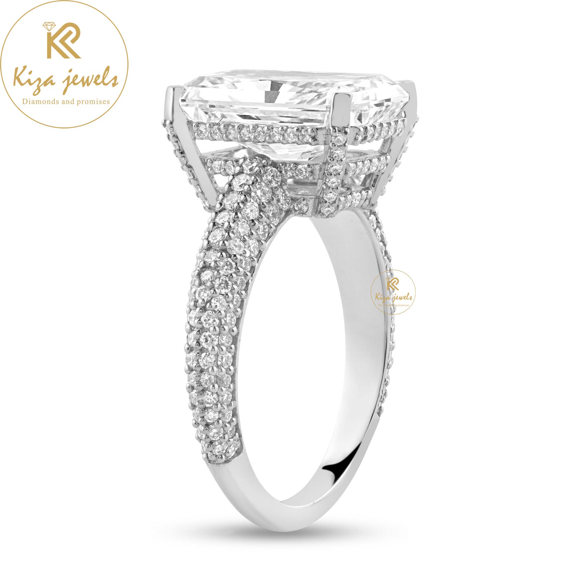 6.21 TDW Radiant & Round Cut Women's Diamond Halo ring