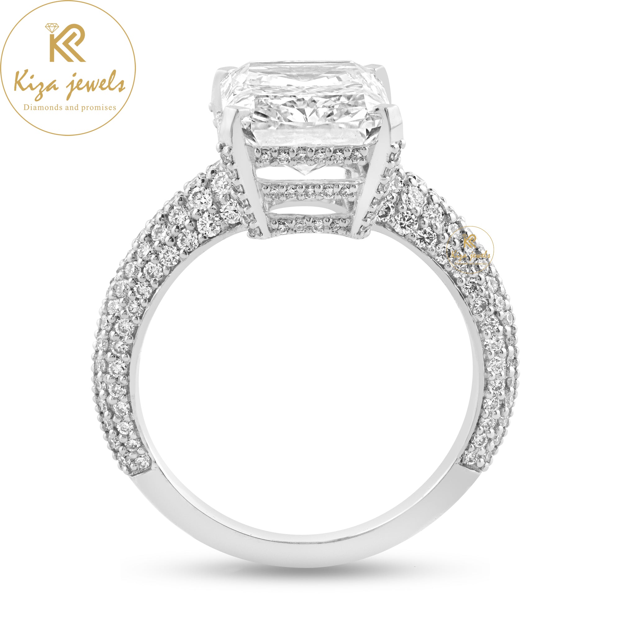 6.21 TDW Radiant & Round Cut Women's Diamond Halo ring