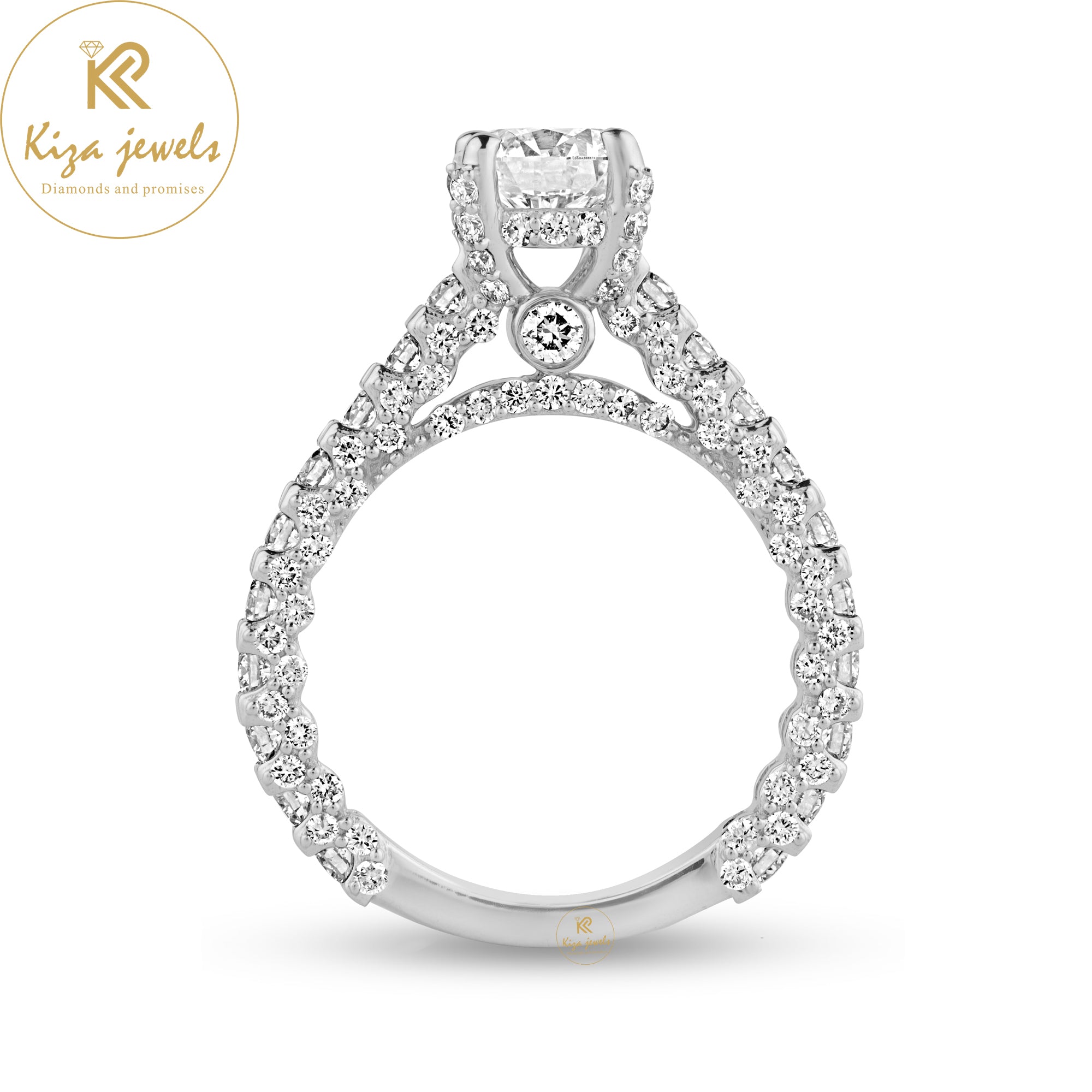 2.35 TDW Round Cut Women's Hidden Halo Diamond Ring