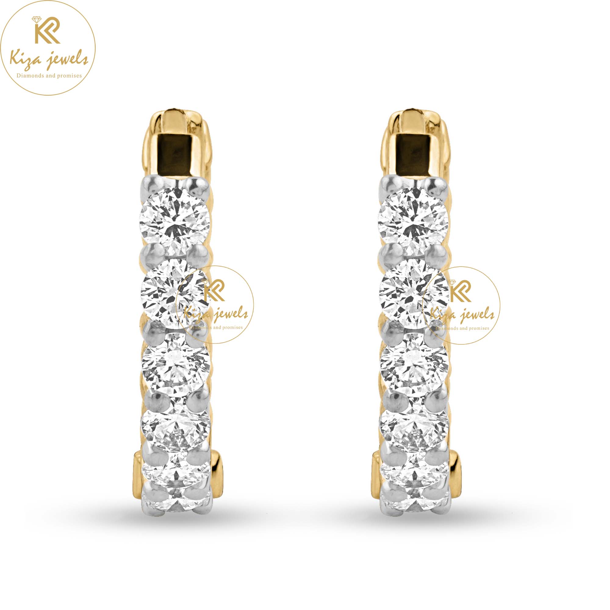 1.43 TDW Round Cut Diamond Hoop Earring