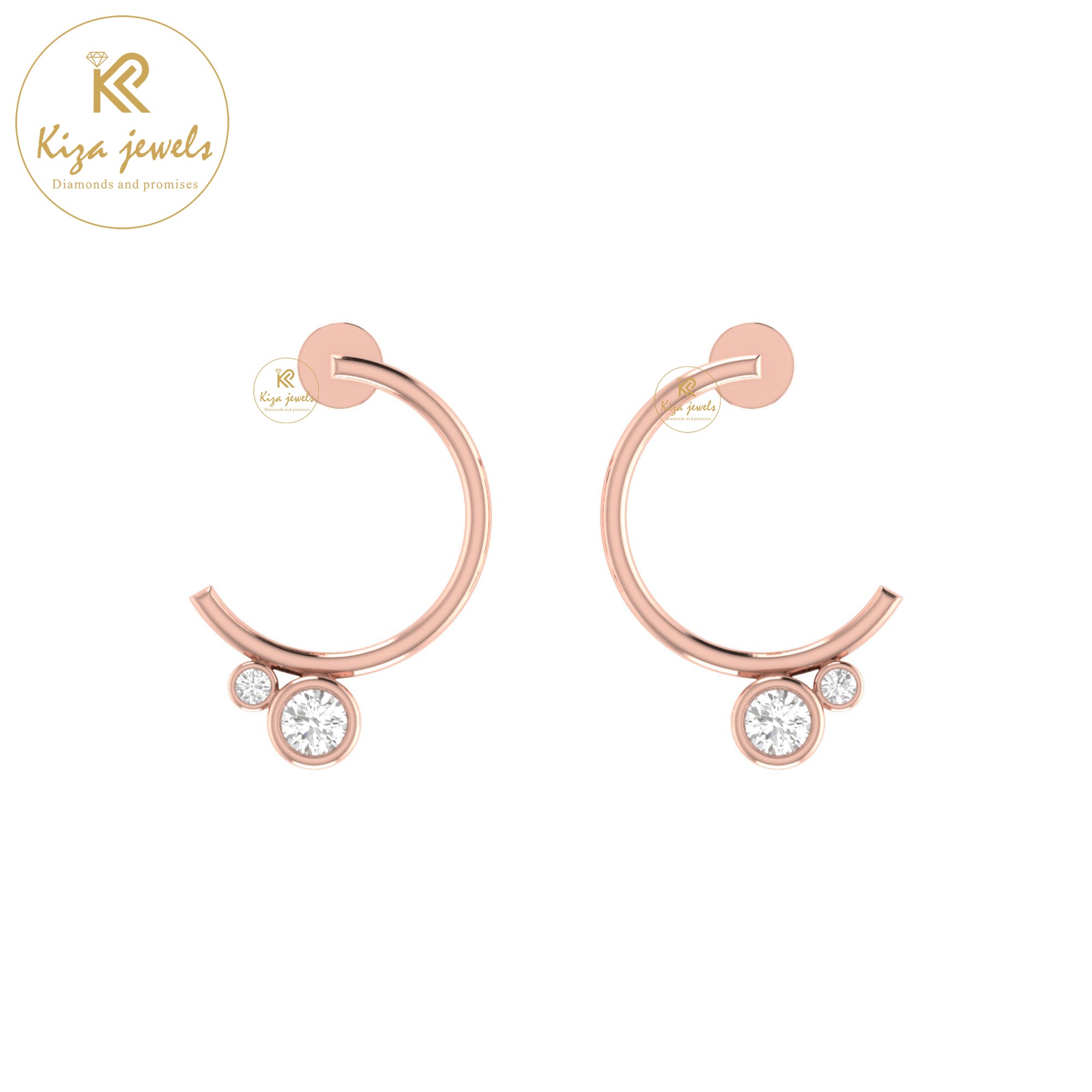 0.13 TDW Round Cut Diamond Women's Hoop Earring