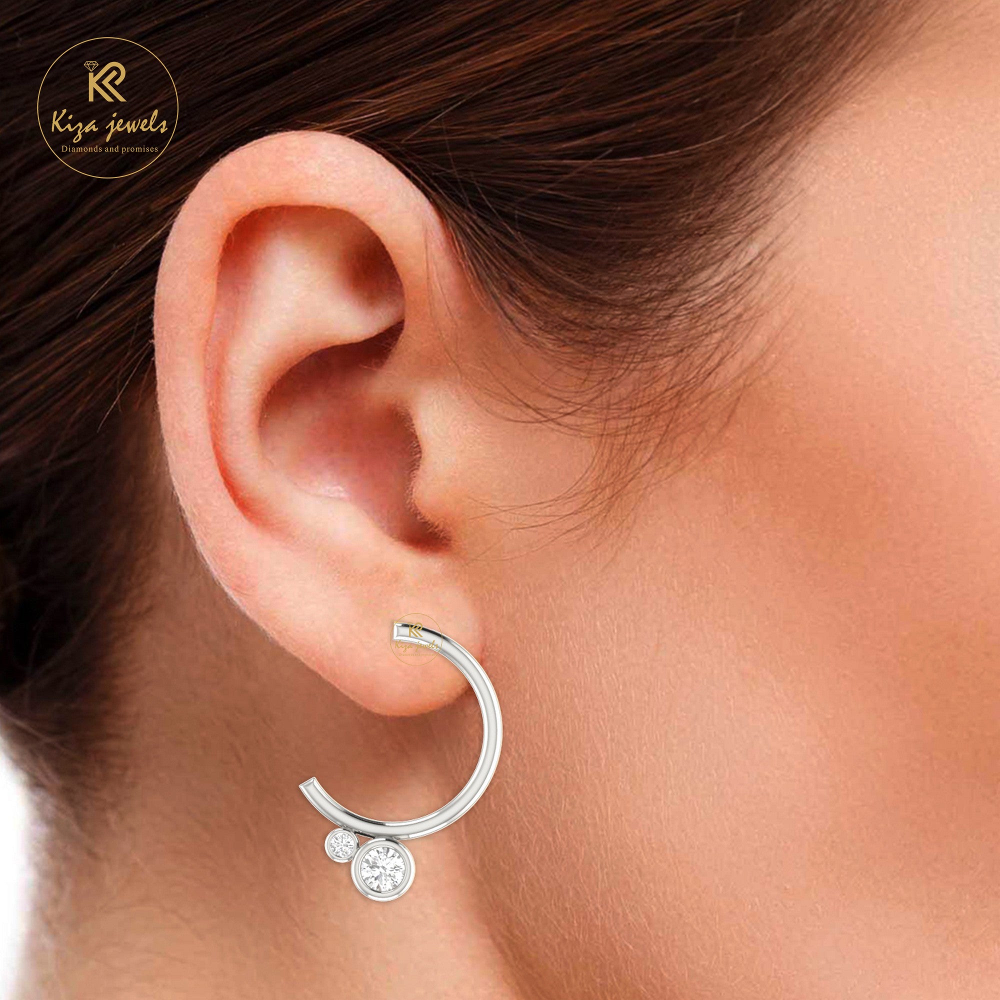 0.13 TDW Round Cut Diamond Women's Hoop Earring