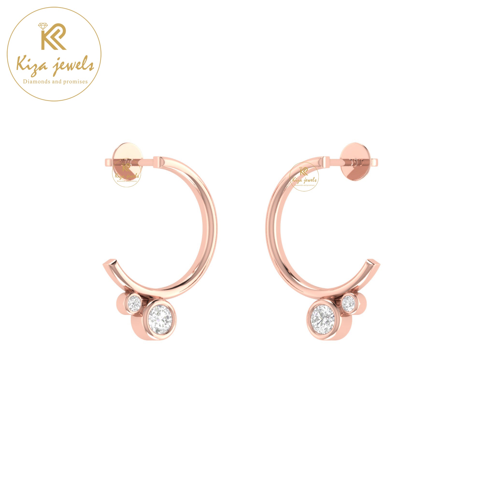 0.13 TDW Round Cut Diamond Women's Hoop Earring