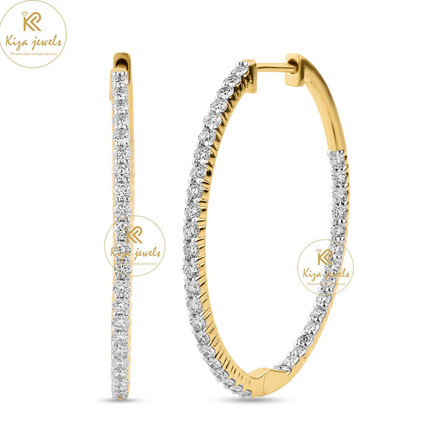 0.912 TDW Round Cut Diamond Women's Hoop Earring