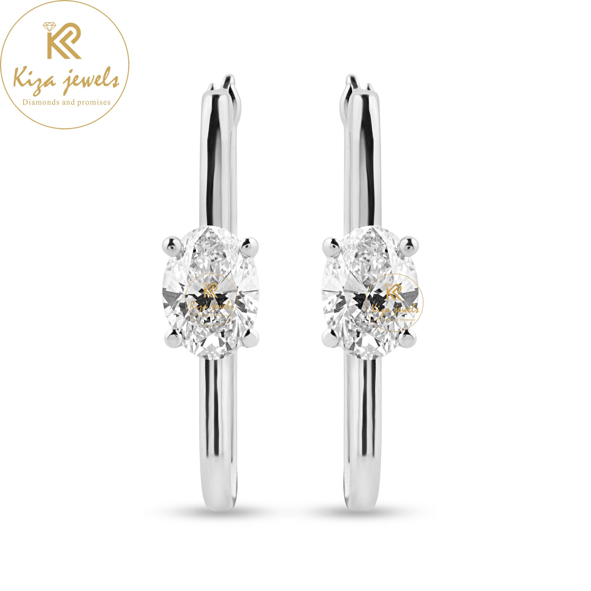 1.00 TDW Oval Cut Diamond Hoop Earring