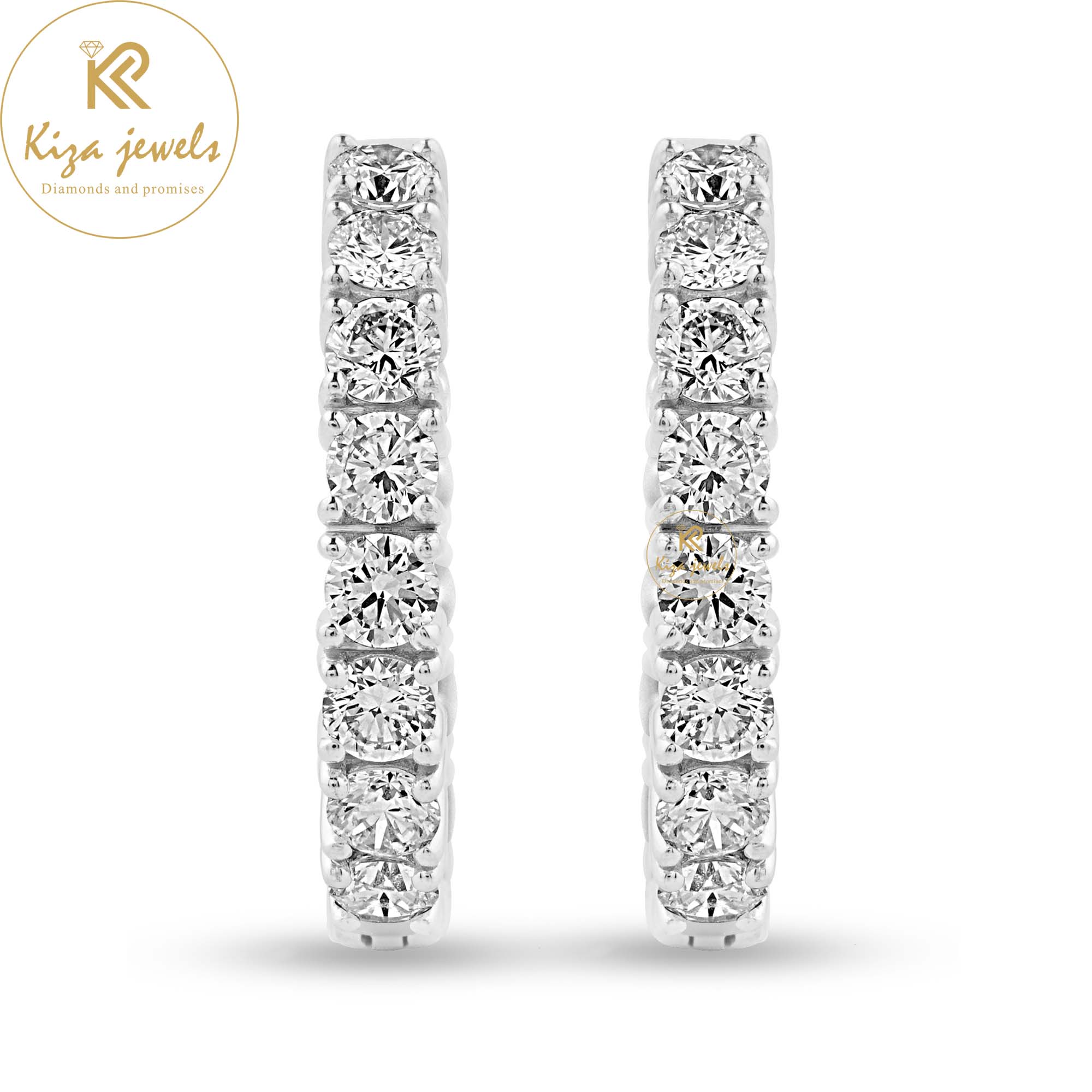 1.76 TDW Round Cut Diamond Hoop Earring