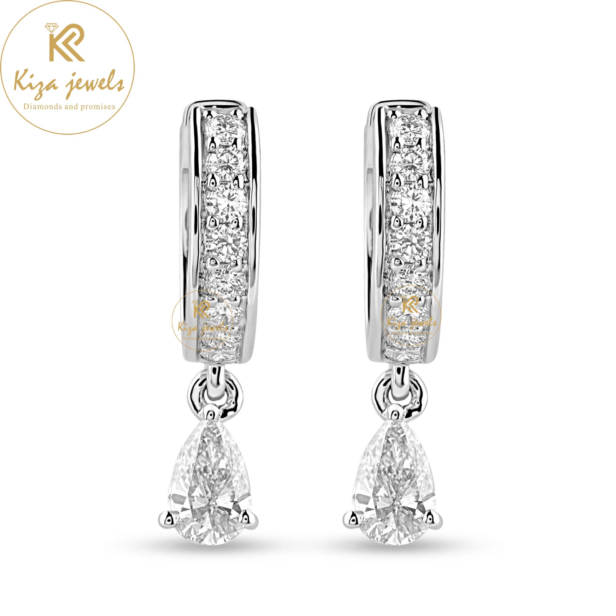 0.88 TDW Pear & Round Cut Diamond Hoop Earring