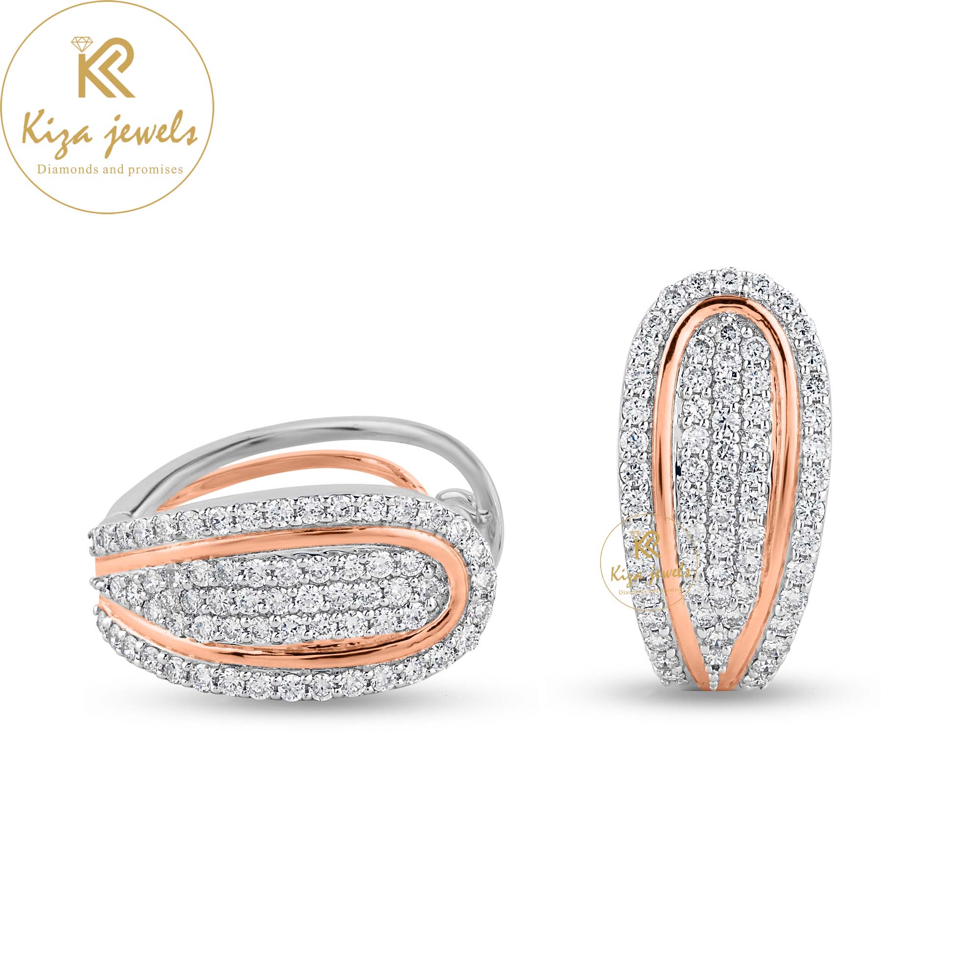 0.72 TDW Round Cut Diamond Hoop Earring