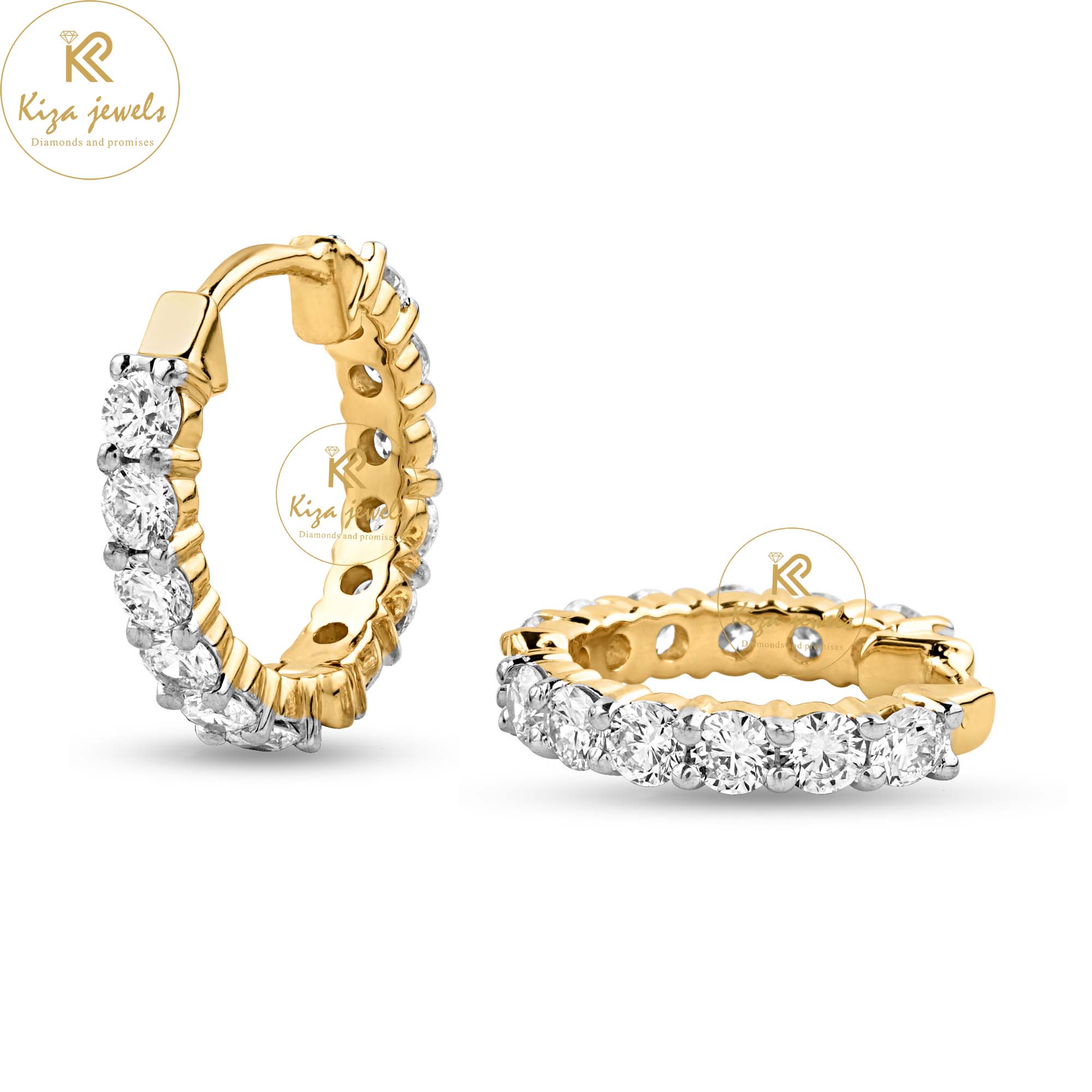 1.43 TDW Round Cut Diamond Hoop Earring