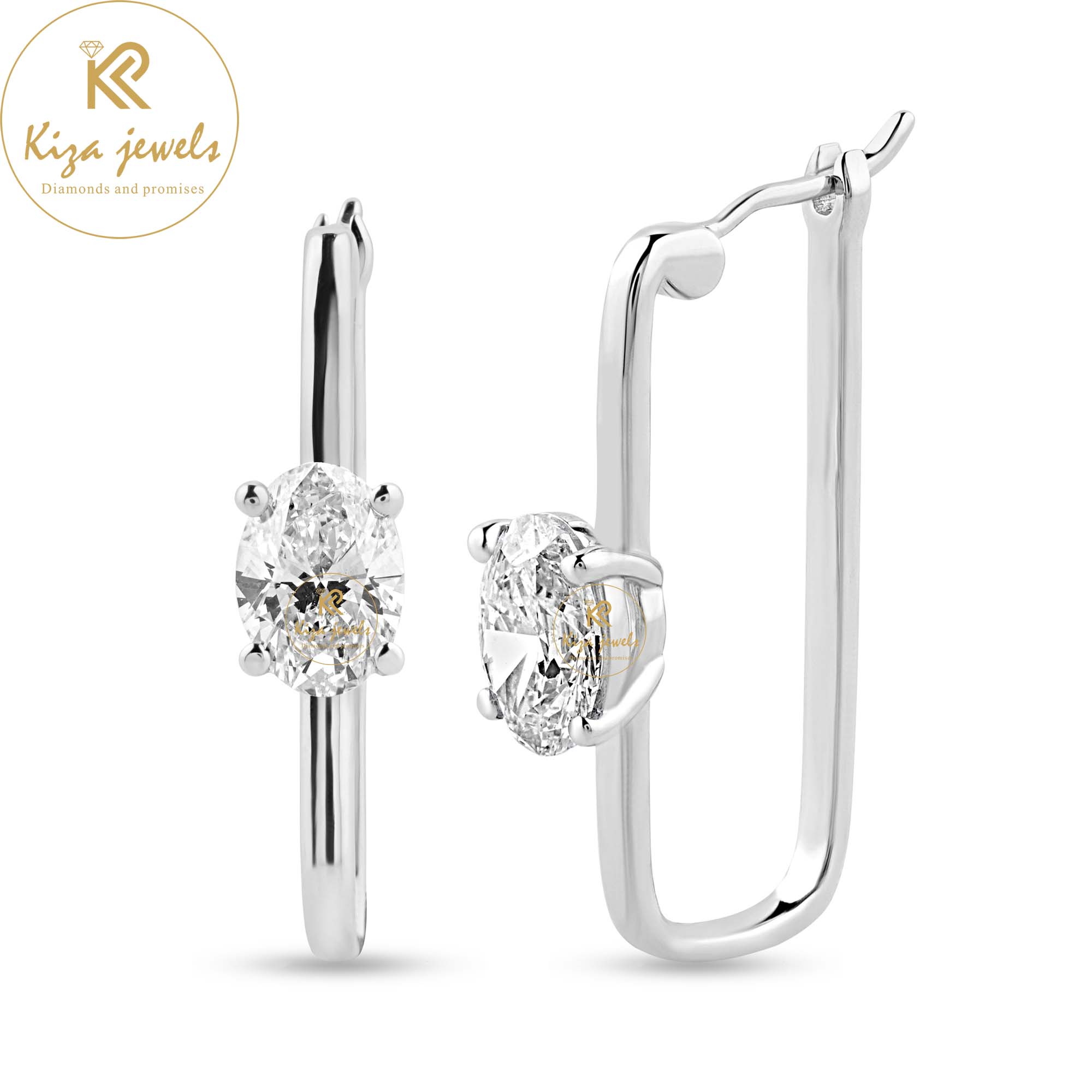 1.00 TDW Oval Cut Diamond Hoop Earring