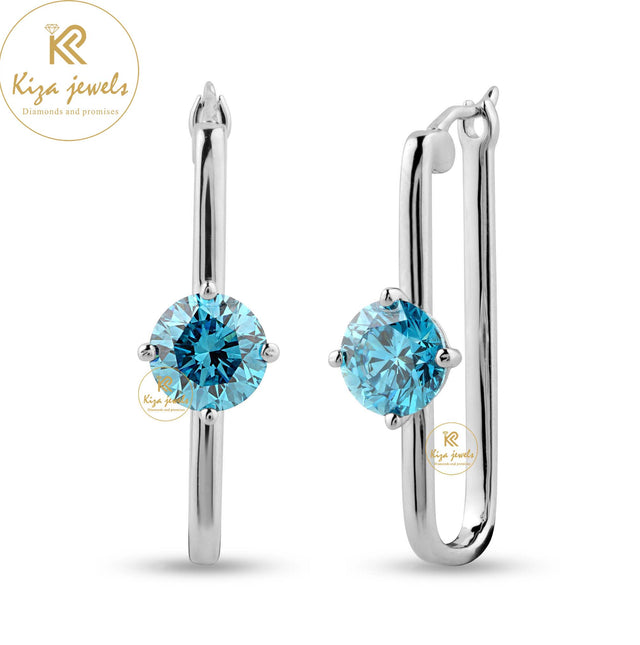 1.40 TDW B.Round Cut Diamond Hoop Earring