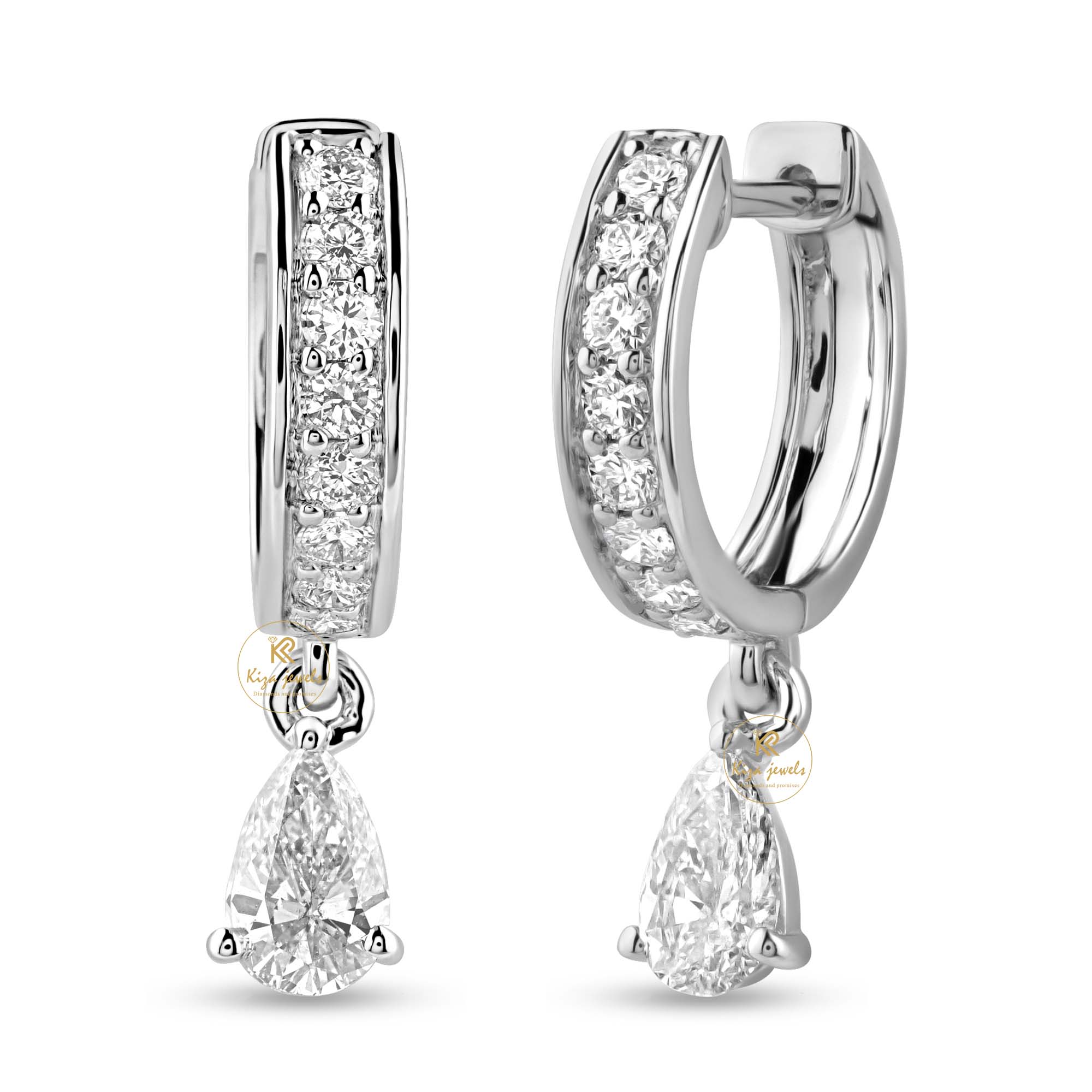 0.88 TDW Pear & Round Cut Diamond Hoop Earring