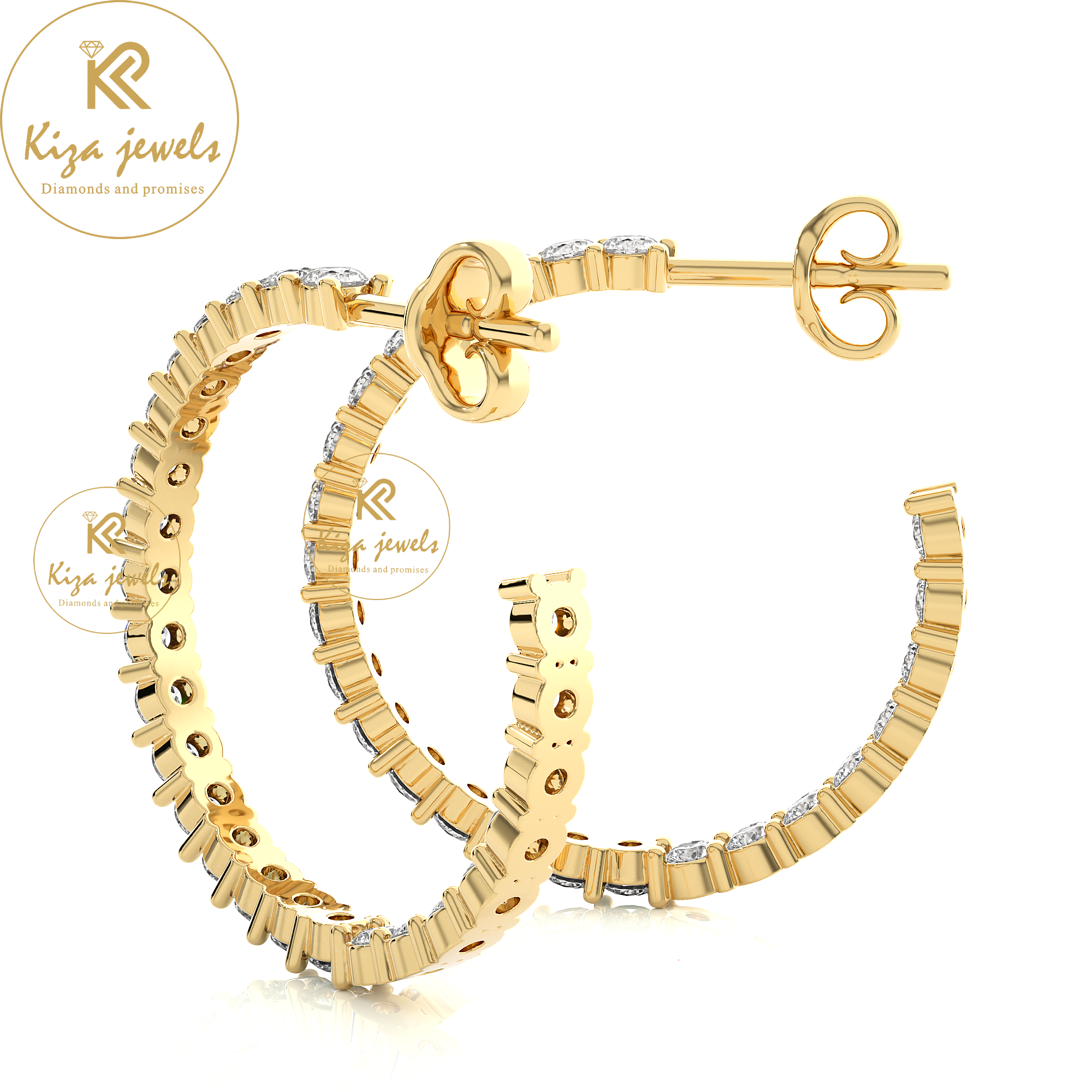 0.92 TDW Round Cut Diamond Women's Hoop Earring