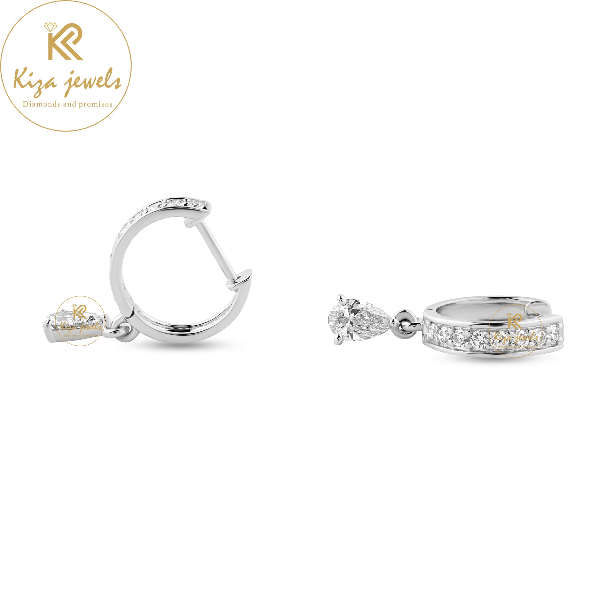 0.88 TDW Pear & Round Cut Diamond Hoop Earring