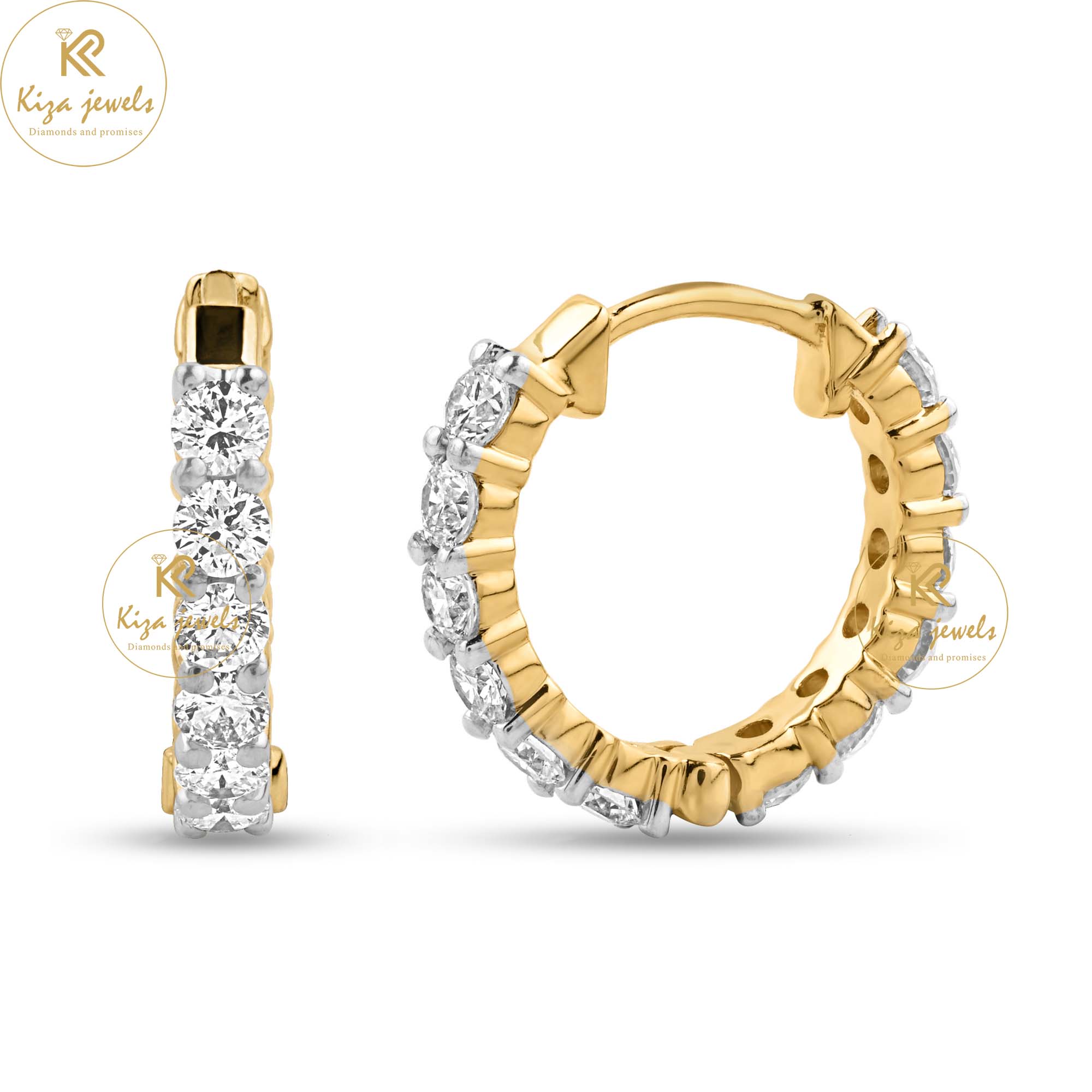 1.43 TDW Round Cut Diamond Hoop Earring