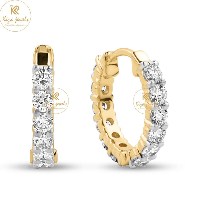 1.43 TDW Round Cut Diamond Hoop Earring